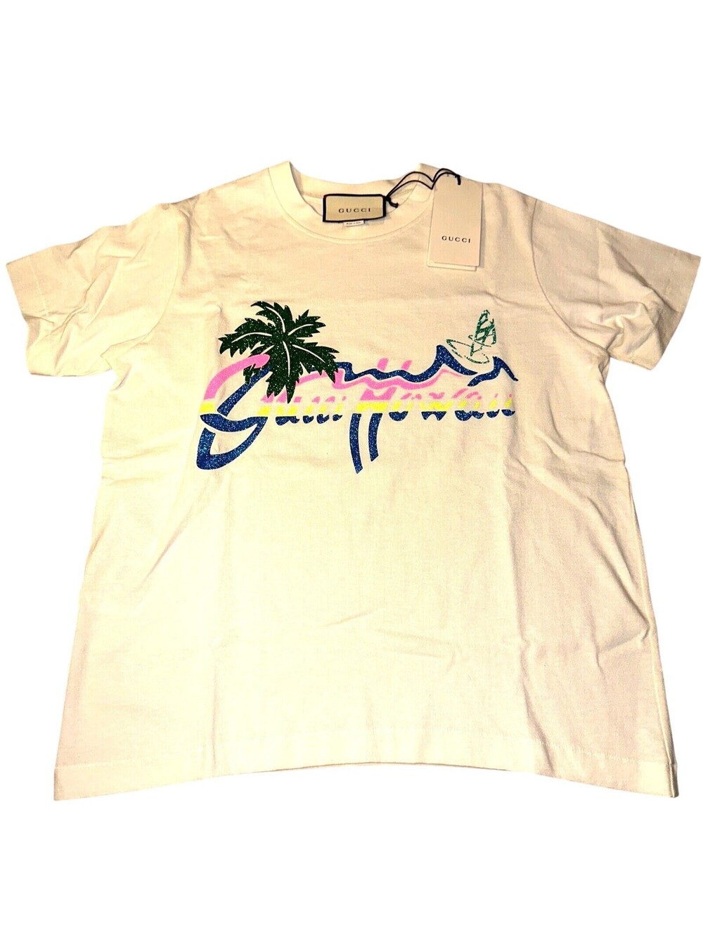NWT AUTHENTIC GUCCI Hawaii Tee Shirt Top Womens Oversize S Medium NWT $1100 MSRP